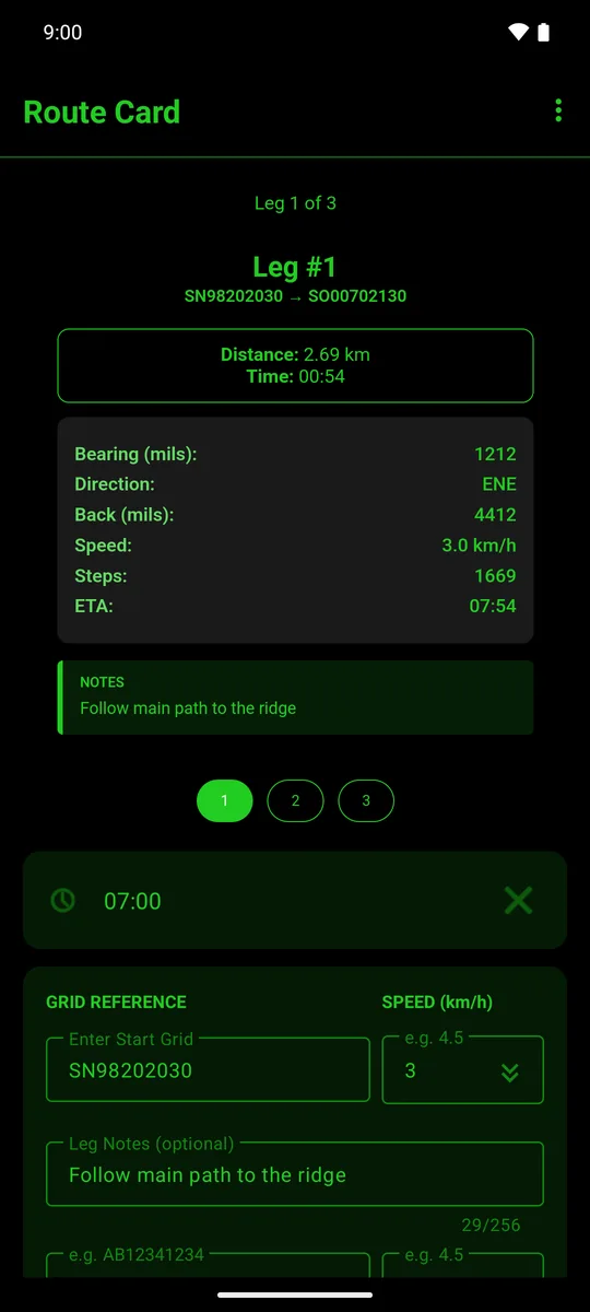 Route Card NVG Mode theme