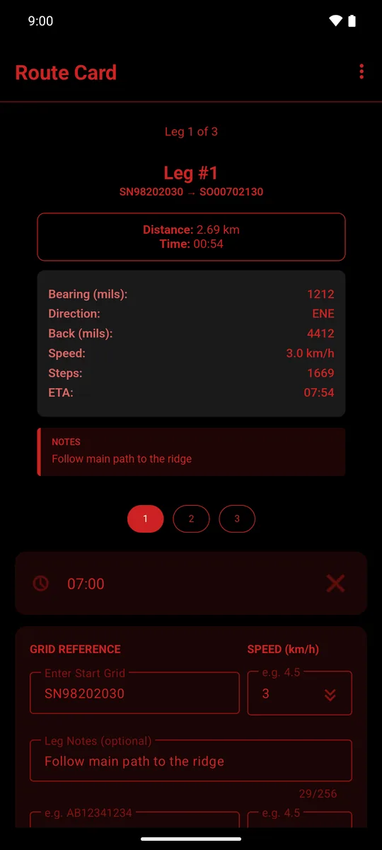 Route Card Tactical Night theme