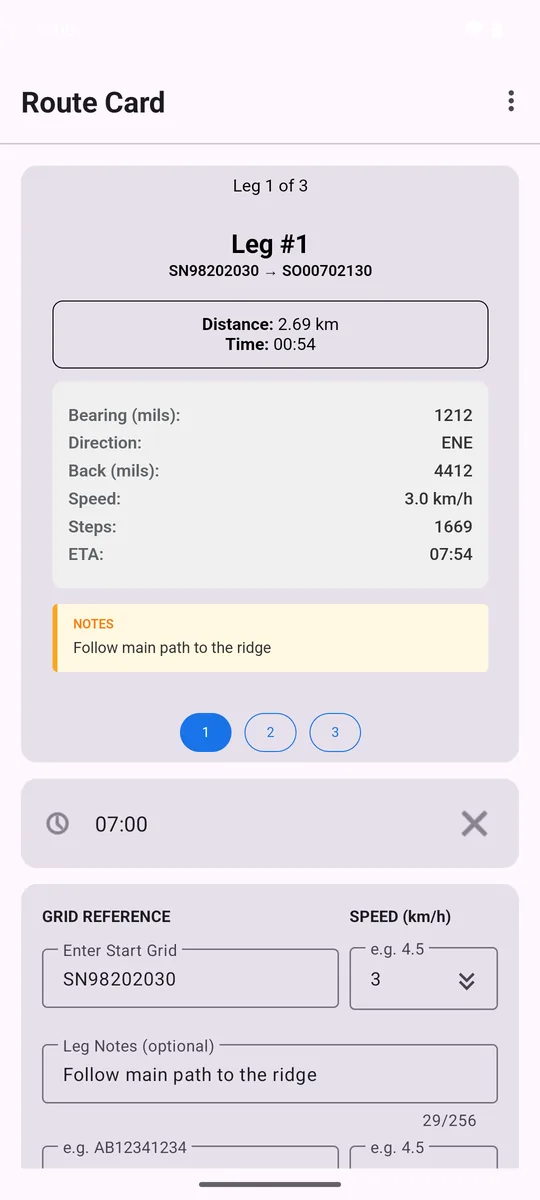 Route Card carousel view